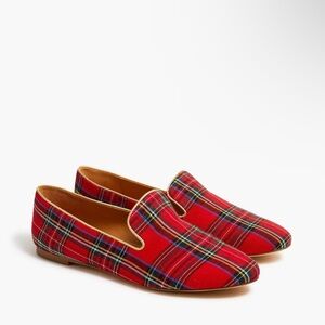 J Crew Red Tartan Loafers